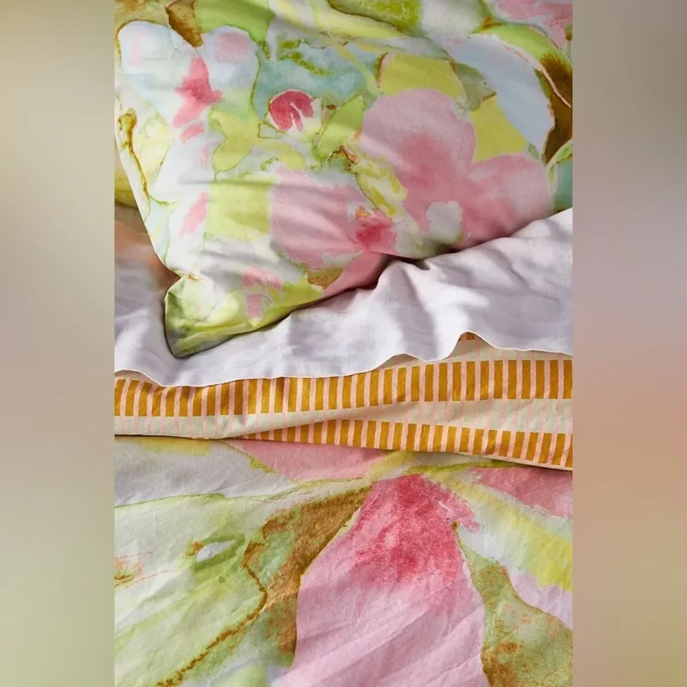 NWT! Anthropologie Palila Organic Cotton Sateen Queen Duvet Cover
